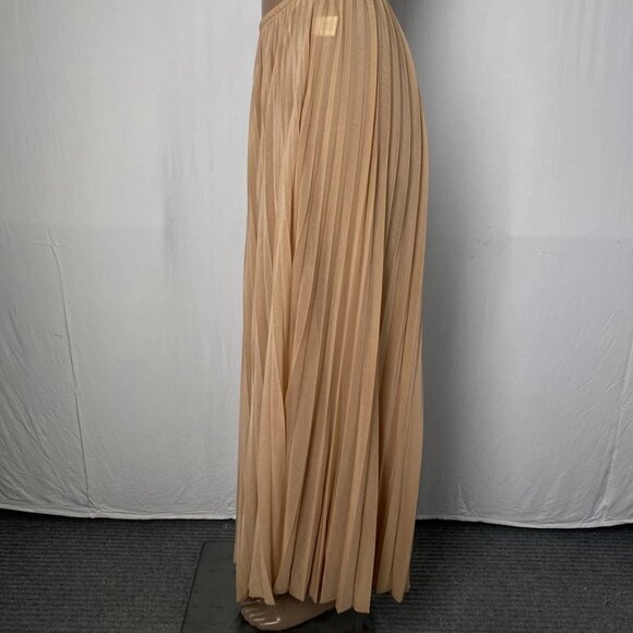 NEW RONNY KOBO Women's Mori Pleated Chiffon Midi Skirt Latte Beige Size M - Picture 8 of 10